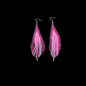 NWT - Pink and Purple Feather Dangle Earrings